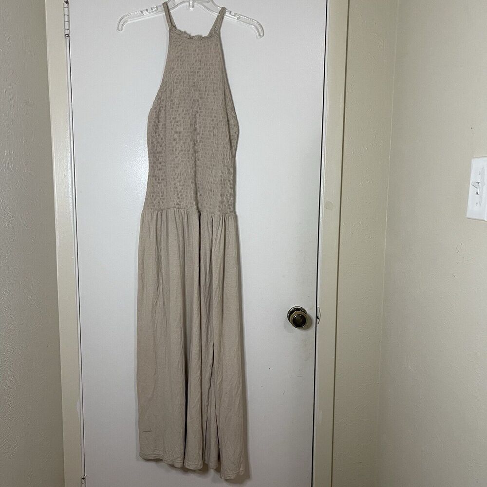 Free People FP beach Spell On You Maxi gauze cinch Dress tan oat US Small - Picture 5 of 9